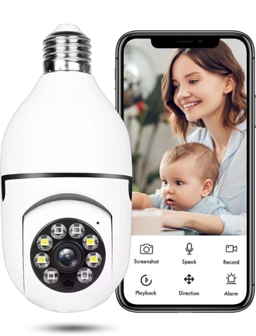 360° Smart WiFi Security Camera – Bulb Holder Type | Full HD | Two-Way Audio | Night Vision