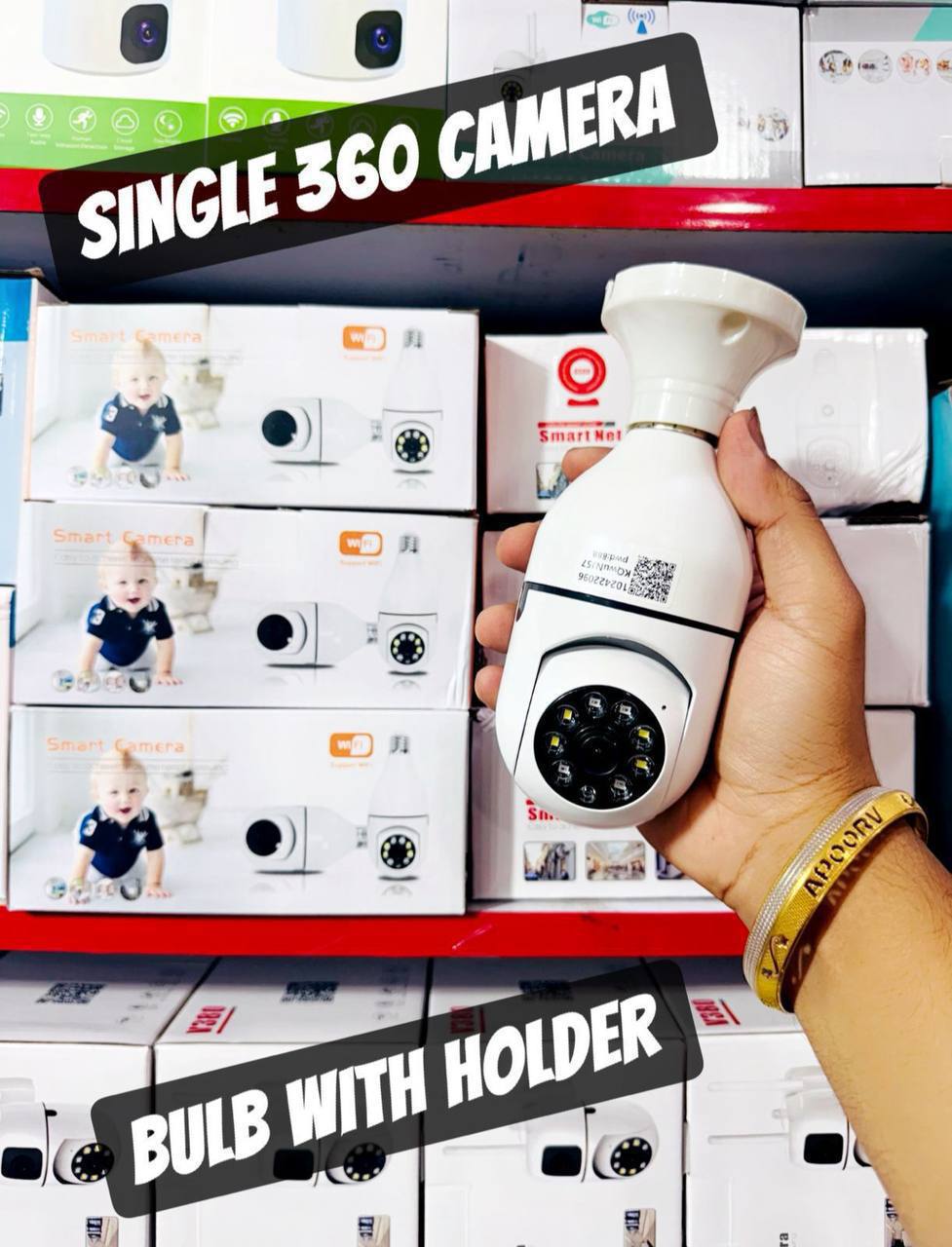 360° Smart WiFi Security Camera – Bulb Holder Type | Full HD | Two-Way Audio | Night Vision
