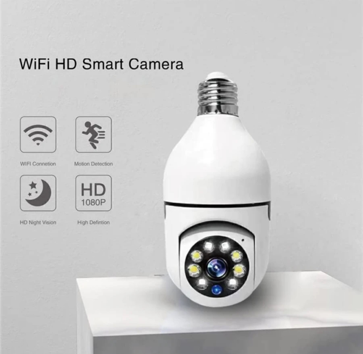 360° Smart WiFi Security Camera – Bulb Holder Type | Full HD | Two-Way Audio | Night Vision