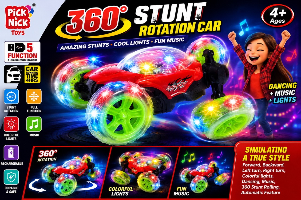 360° Stunt Rotation Car with Lights & Music