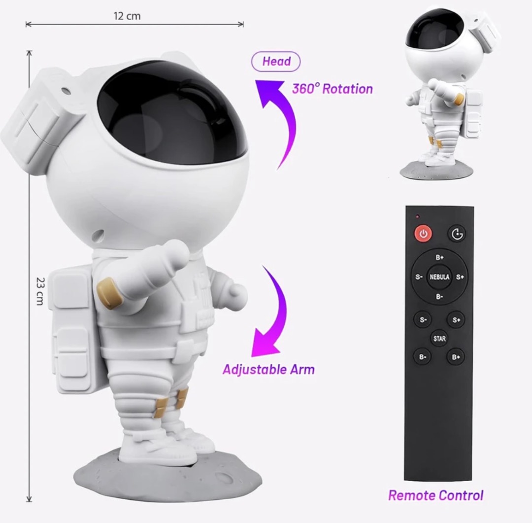 Astronaut Galaxy Star Projector Night Light | Space LED Lamp for Kids Bedroom & Home Decor