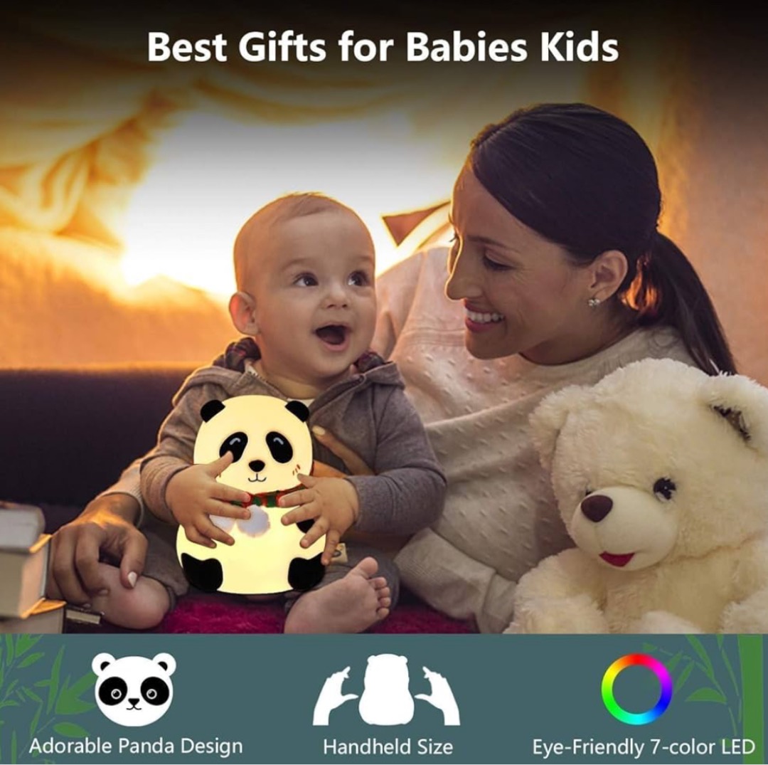 Cute Panda 7-Color Tapping Silicone Night Light