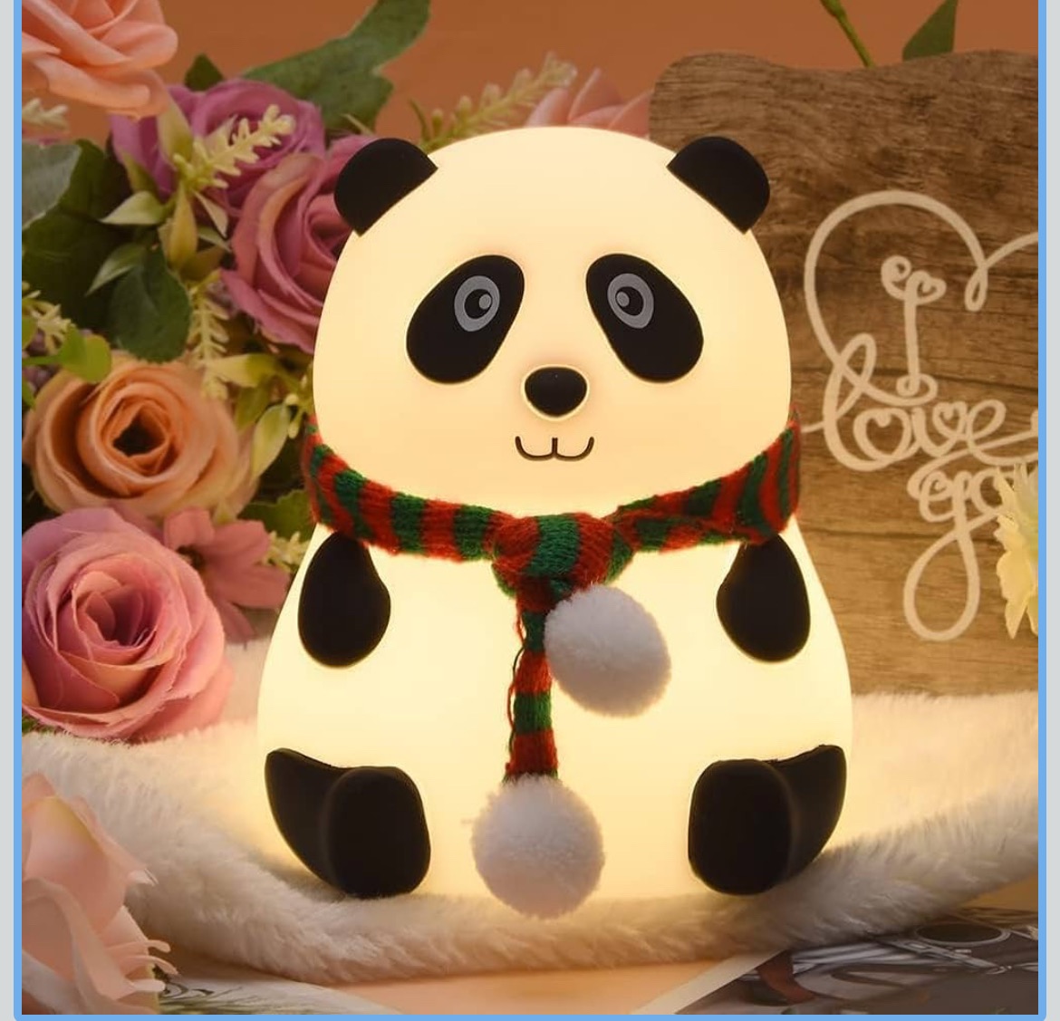 Cute Panda 7-Color Tapping Silicone Night Light