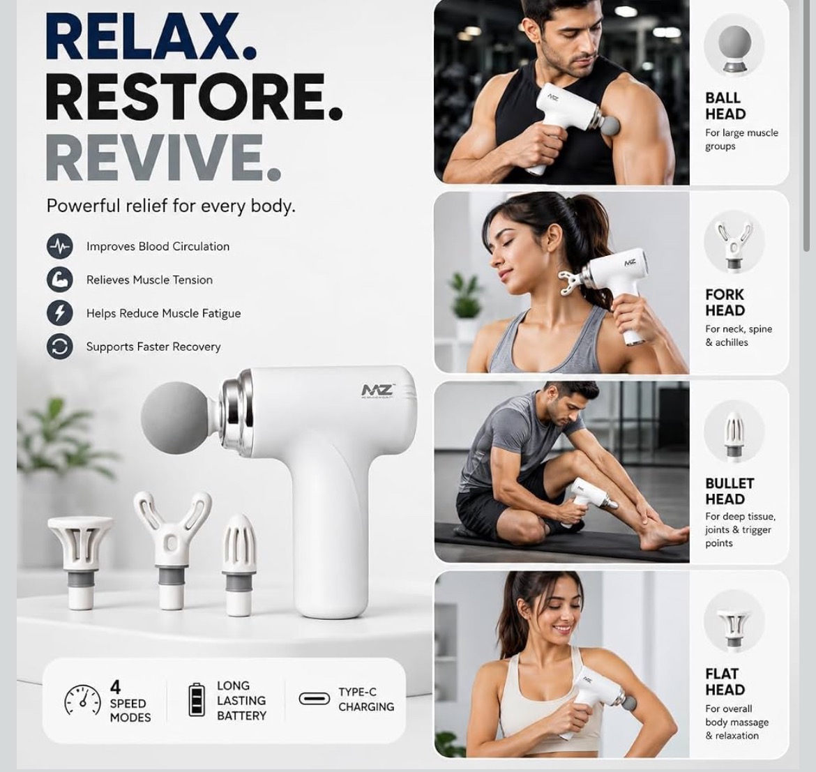 MZ FG20 Portable Mini Massage Gun Deep Tissue Muscle Relaxation – Anytime, Anywhere!