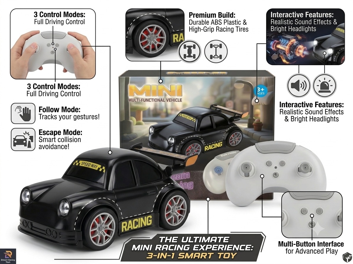 RC Mini Multi-Functional Racing Car – Remote Control Toy with Follow & Escape Modes