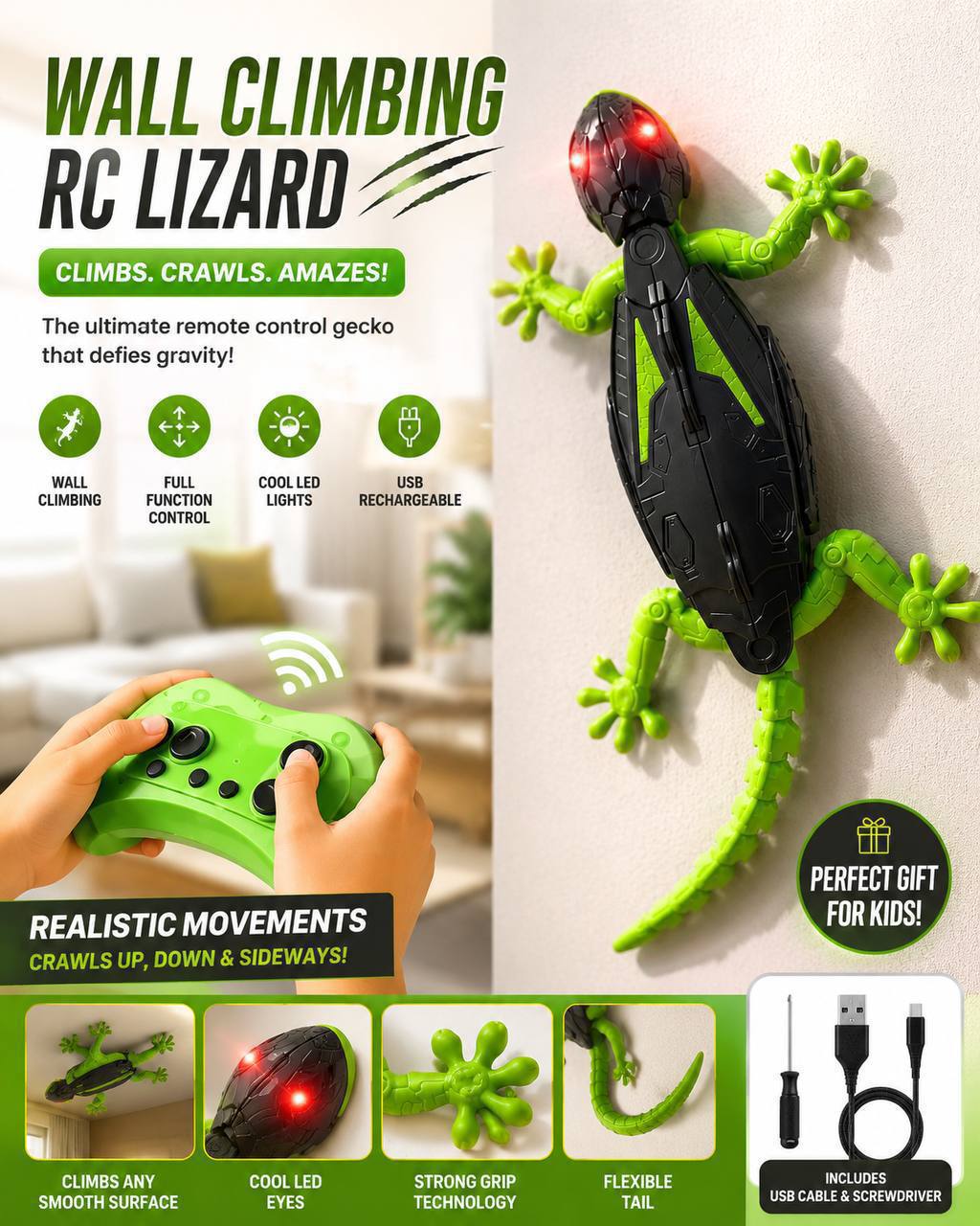 RC Wall Climbing Lizard Toy – Defy Gravity & Endless Fun!
