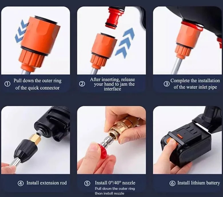 Rechargeable Cordless High Pressure Water Spray Gun for Cars & Bikes