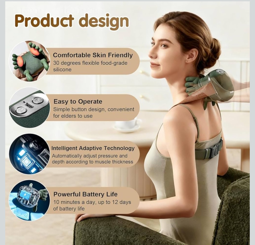 Smart Shiatsu Neck, Back & Body Massager with Hall Sensor Technology