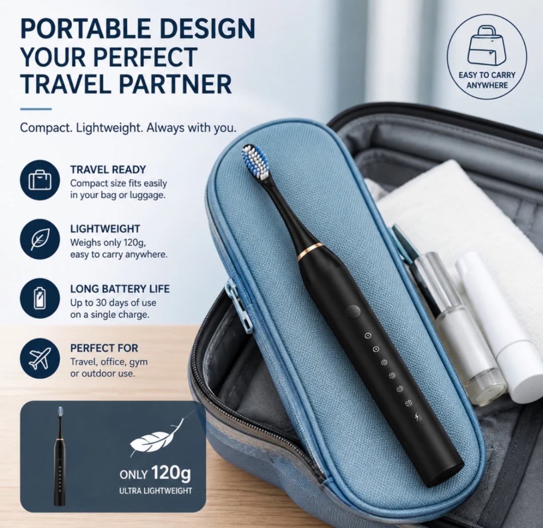 X-3 Sonic Electric Toothbrush | USB Rechargeable | IPX7 Waterproof | 6 Cleaning Modes